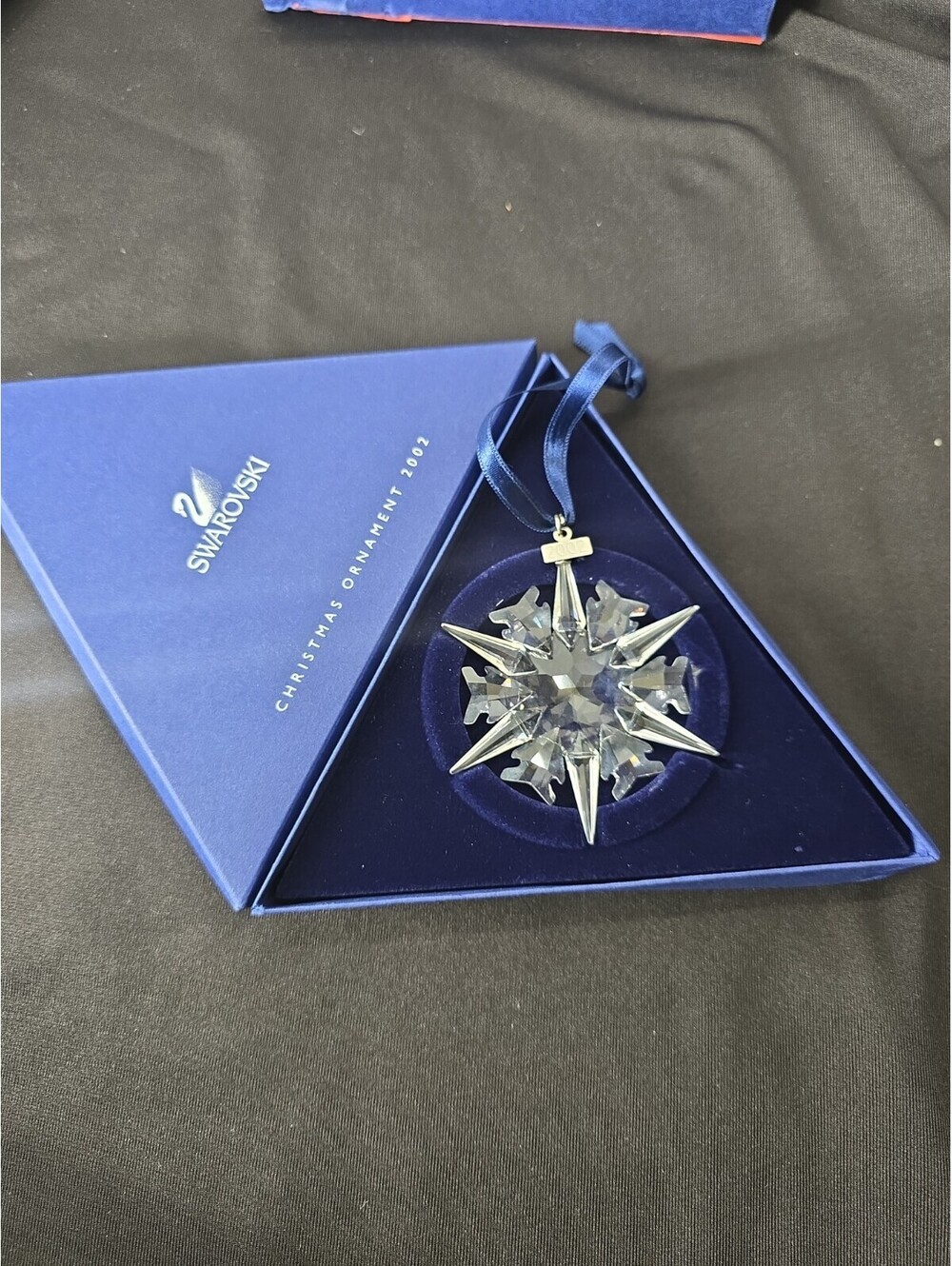 2002 Swarovski Crystal 3" Annual Christmas Ornament Ribbon Original Packaging